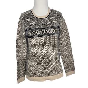 Gap Women Fair Isle Ski Sweater Nordic Cozy Neutrals Holidays Tan Medium